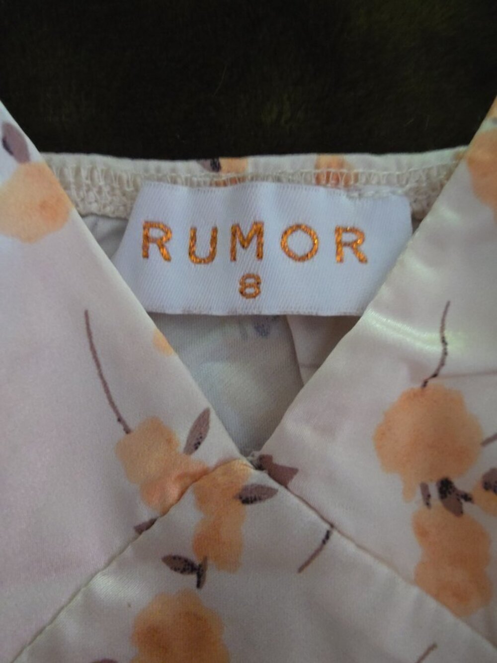 RUMOR White Peach Floral Slip Dress Size 8 Spaghetti Strap Side Slit - Picture 2 of 6